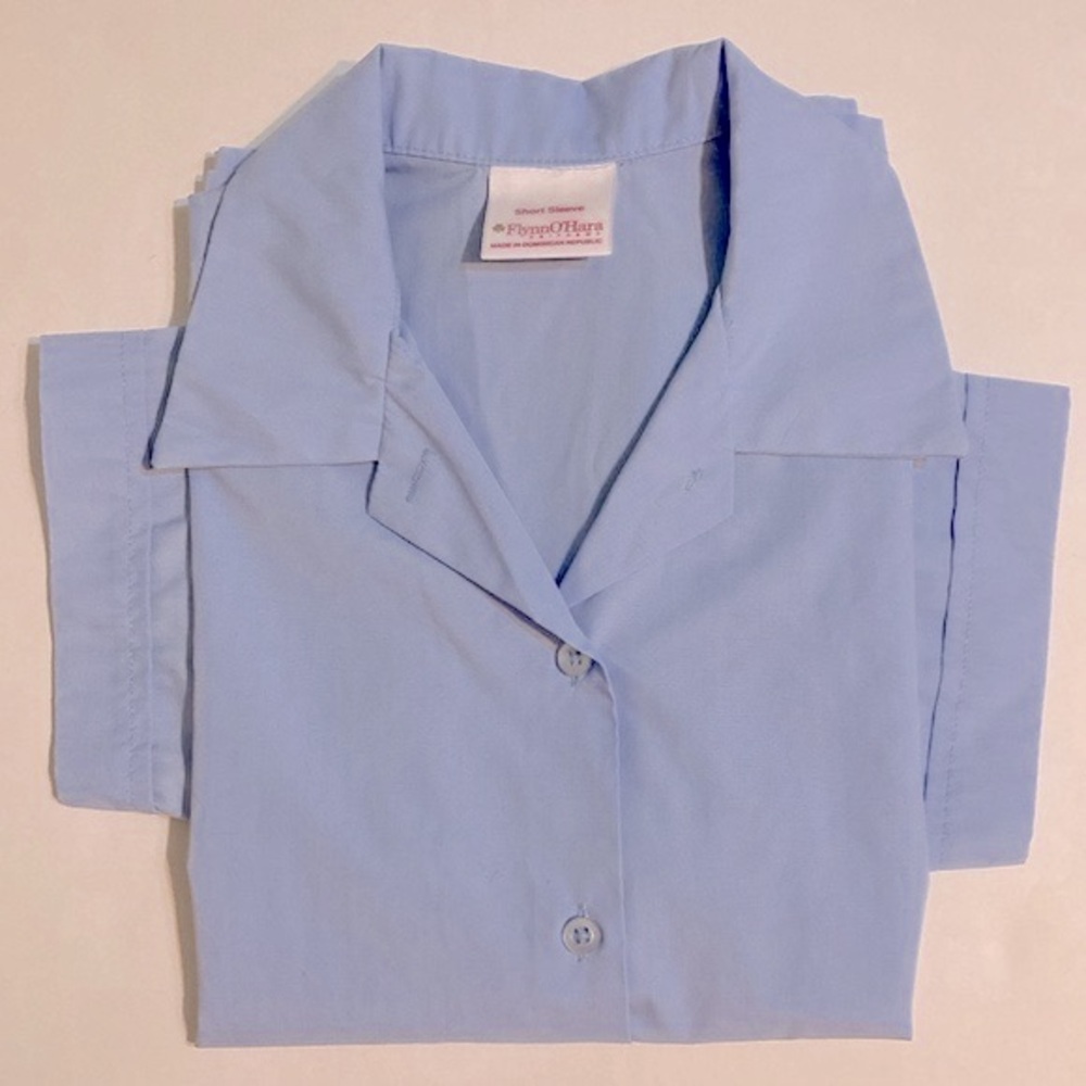 Flynn O’Hara Uniforms Girls size M 10-12 light blue short sleeve blouse